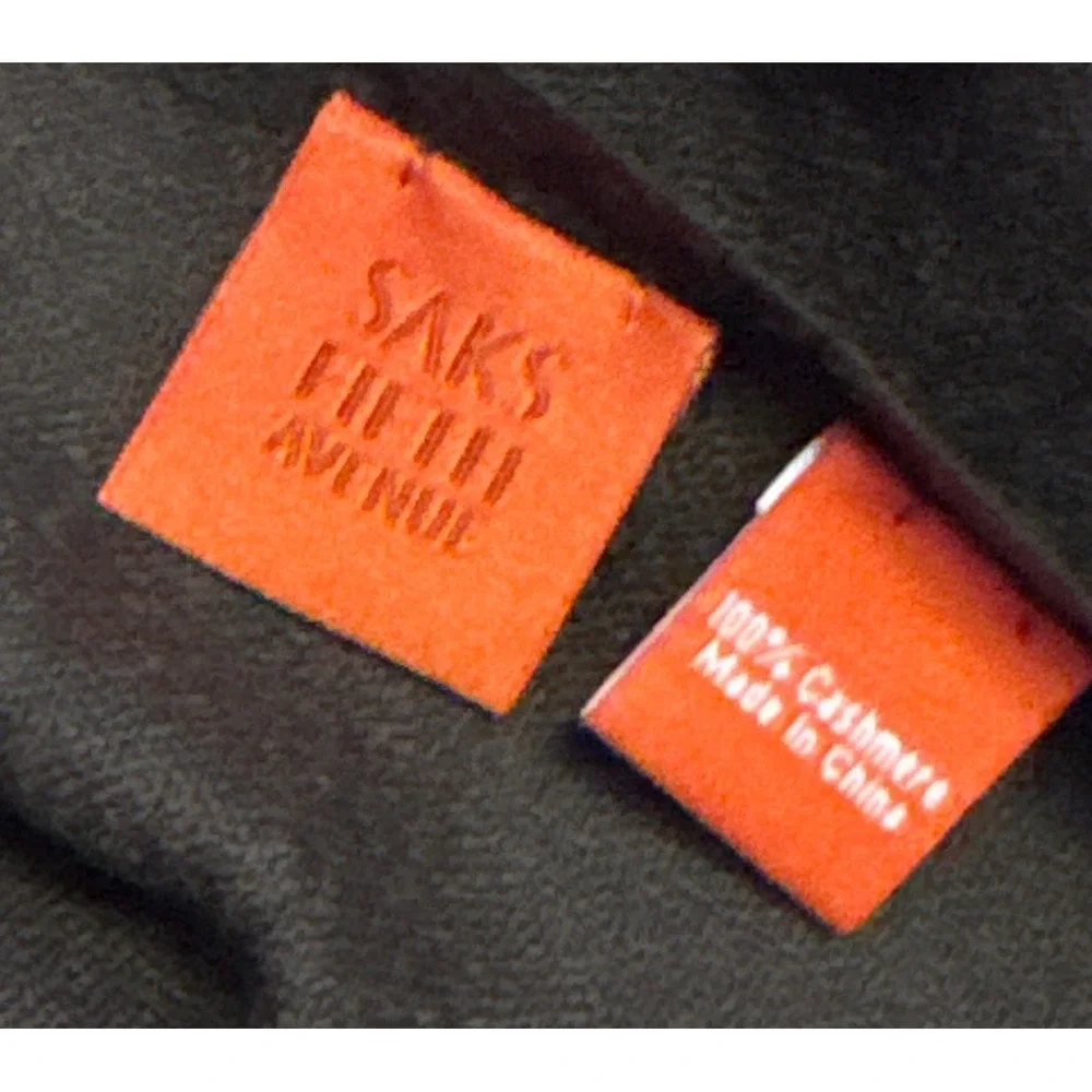Saks‎ Fifth Avenue Men Dark Brown Cashmere Fringe Scarf Unisex